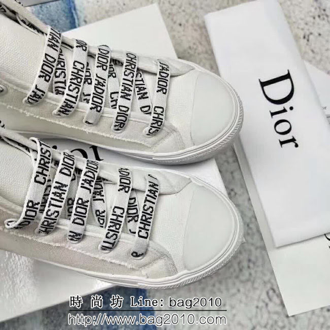 DIOR迪奧 2018秋冬新款 高端版本 帆布白色女休閒鞋 QZS2649